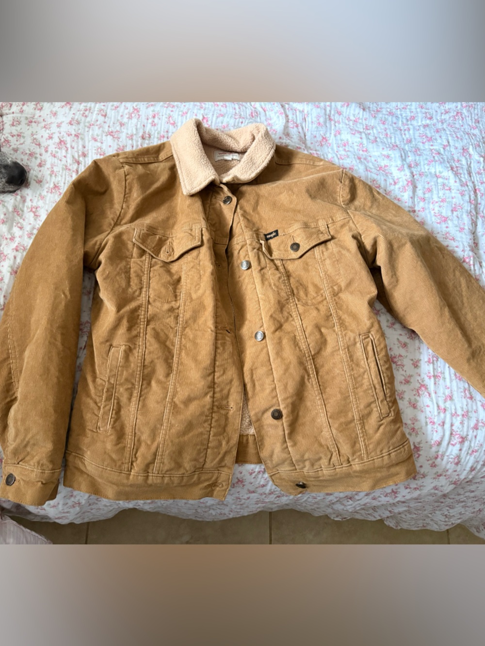 Wrangler Tan/Brown Sherpa Collar Corduroy Jacket